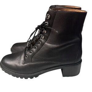 MADEWELL Black Leather The Julien Lace-Up Lugsole Boots Sz 11 $228 Sold Out